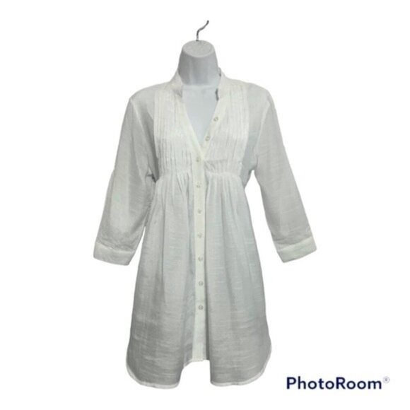 Mystree White Button Front Pleat Top Small - Picture 2 of 7
